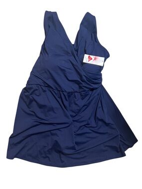 *NEW* Lands' End Navy Blue Swim Dress Bathing Suit Women’s Sz 20